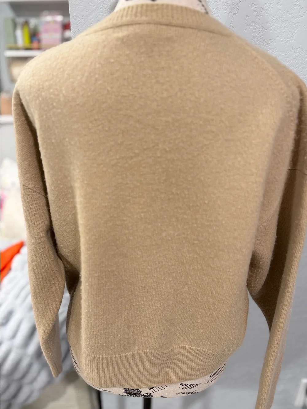 Athleta 80% Merino Wool 20% Cashmere Crewneck Sweater Tan Beige Size Large - Picture 5 of 7
